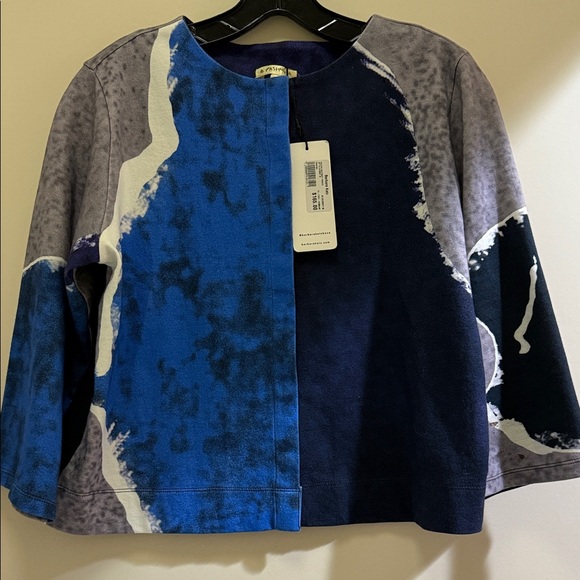 NWT Barbara Katz Colour Abstract French Jacket Blue/Grey Sz. M - Picture 1 of 6